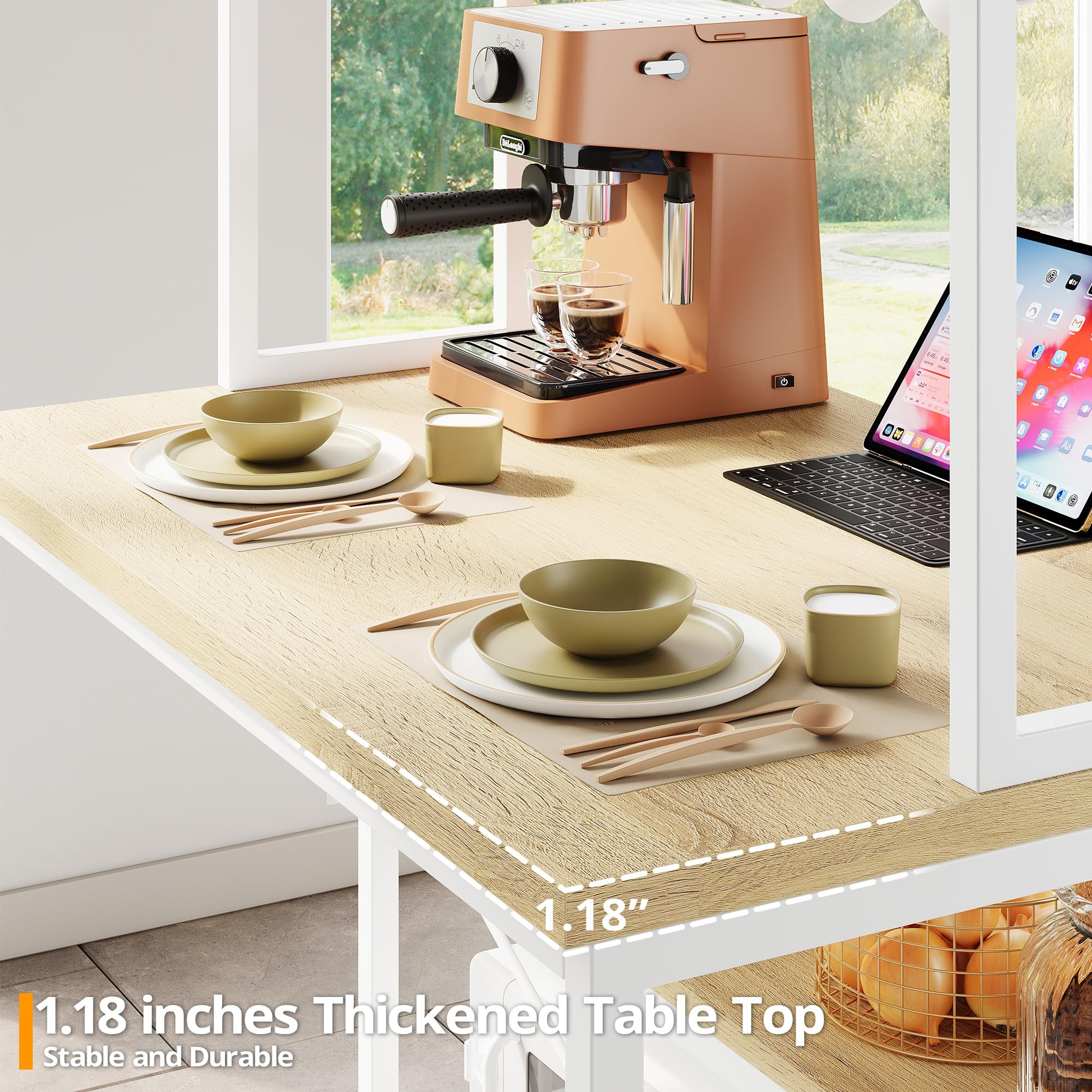 Amazon.com: IRONCK Kitchen Island with Stools, Dining Table Set